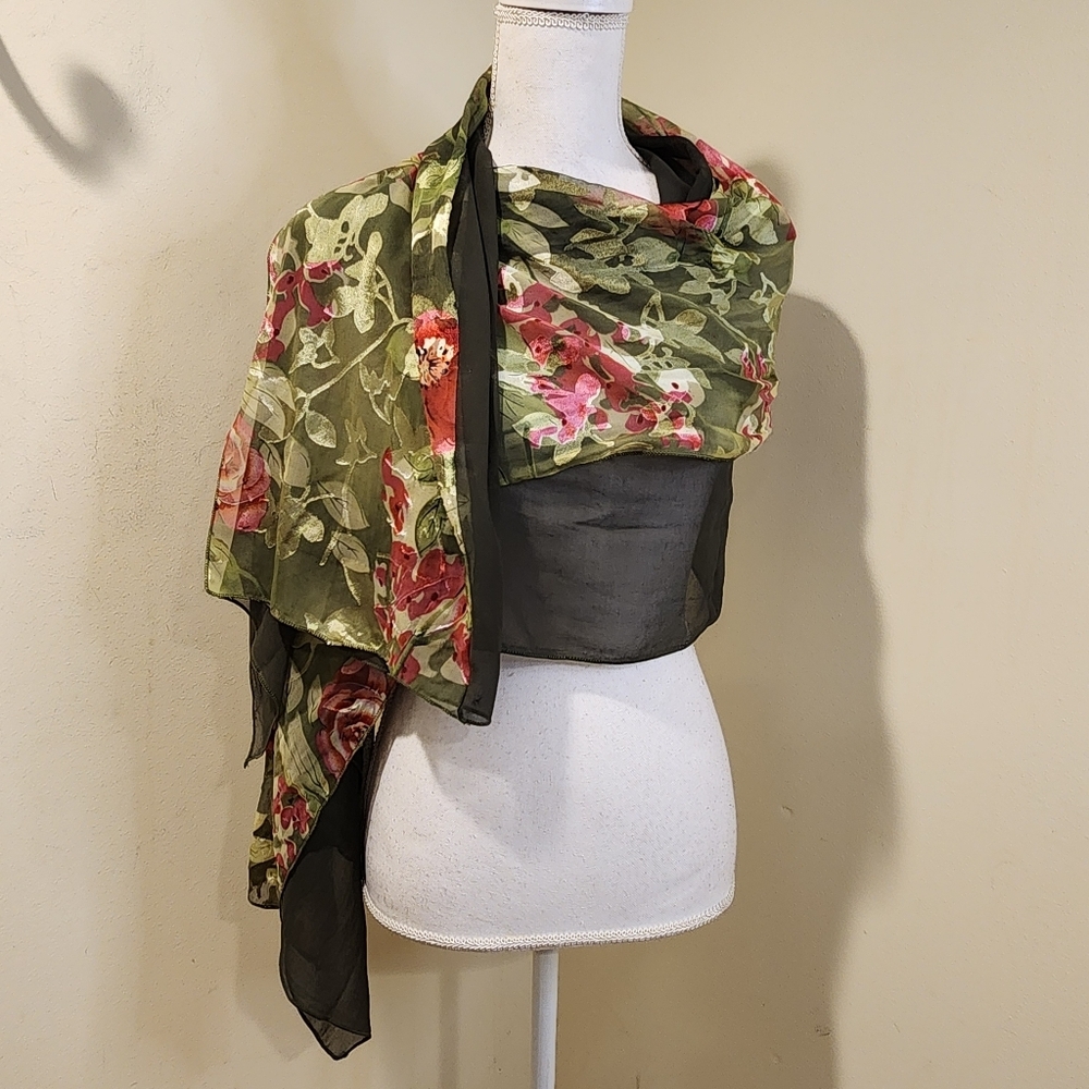 Floral Large Silk Scarf